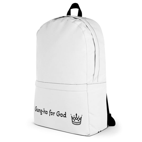 Gung-ho for God White Backpack with "I love like Jesus"
