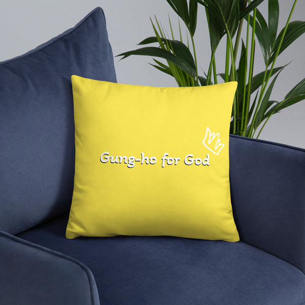 Bright Yellow Gung-ho for God Basic Pillow