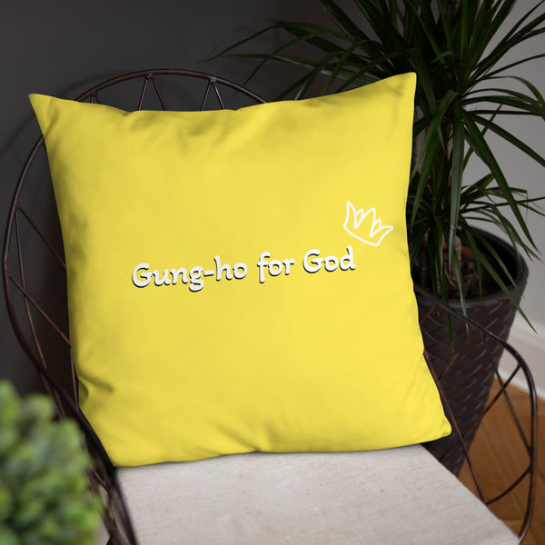 Bright Yellow Gung-ho for God Basic Pillow