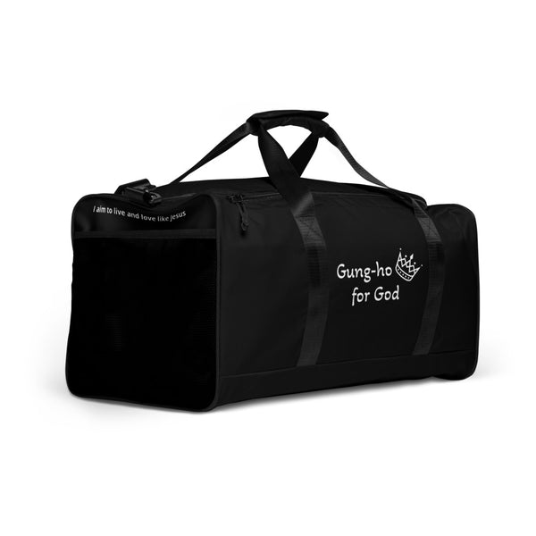 Black and White Gung-ho for God Duffle bag