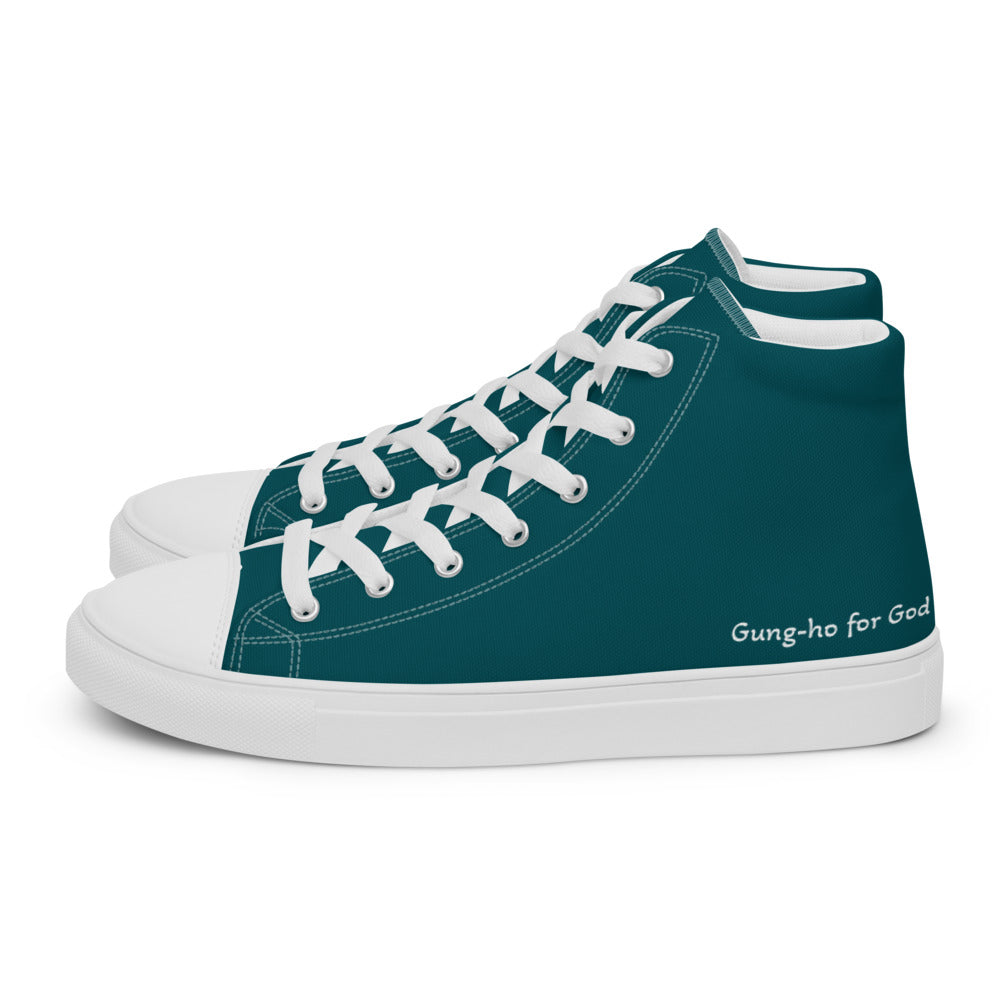 Gung-ho for God Men’s high top canvas shoes Sherpa Blue