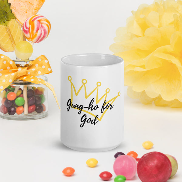 Gung-ho for God White glossy mug