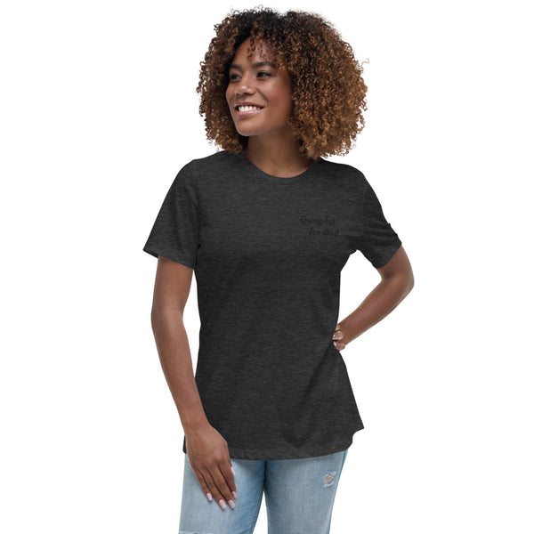 Gung-ho for God Embroided Women's Relaxed T-Shirt | Black Lettering