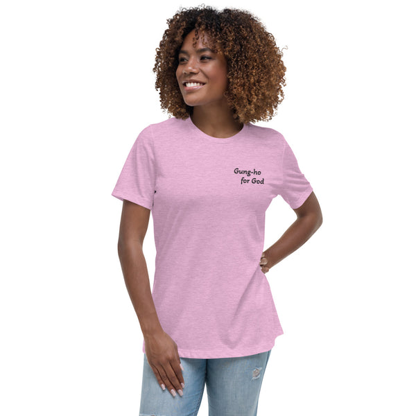 Gung-ho for God Embroided Women's Relaxed T-Shirt | Black Lettering
